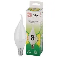 Лампа светодиодная GREEN LINE BXS-8W-830-E14 GL 8Вт свеча на ветру 3000К свет тепл. E14 Эра Б0067103