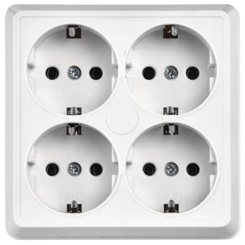 Розетка 4-м ОП Октава РС24-3-ОБ 16А IP20 с заземл. бел. GENERICA ERO41-K01-16-DC фото 4
