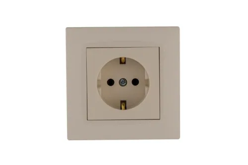 Розетка 1-м Karea RIZZ с заземл. керамика крем Makel 88010008