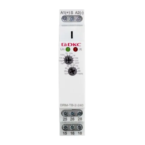 Реле времени задержка выключения конфигурация контакта 2CO AС/DC 12-240В DKC DRM-TB-2-240 фото 3