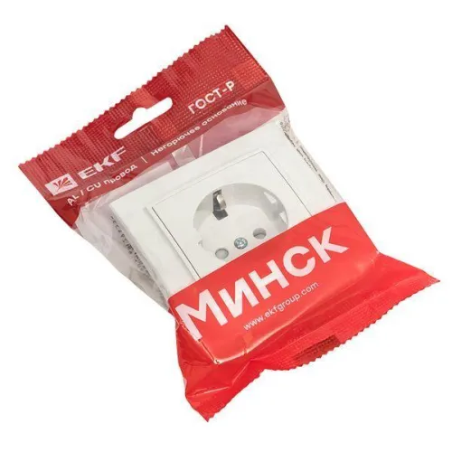 Розетка 1-м СП Минск 16А IP20 с заземл. защ. шторки бел. Basic EKF ERR16-028-100 фото 4
