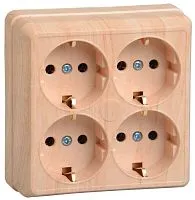 Розетка 4-м ОП Октава РС24-3-ОС 16А IP20 с заземл. сосна GENERICA ERO41-K03-16-DC