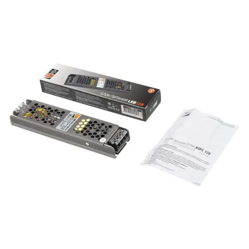 Блок питания для светодиодной ленты 100Вт 8.3А 12В IP20 BSPS метал. JazzWay 1002167A фото 8