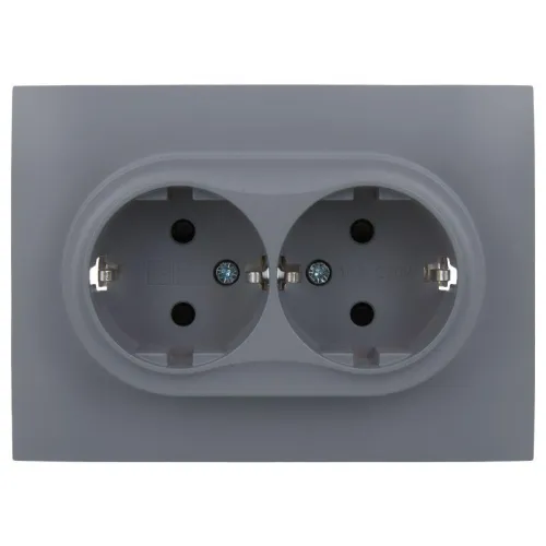 Розетка 2-м SKANDY 16А с заземл. защ. шторки в сборе SK-R07Gr сер. IEK SK-R24-16-K03-F фото 3