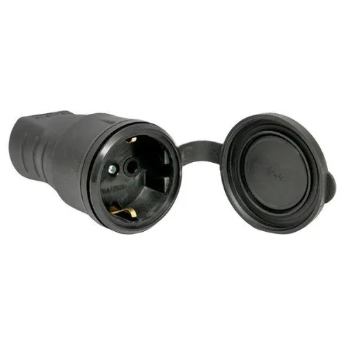 Розетка переносная 16А IP44 230В 2P+PE с защ. крышкой каучук Basic EKF RPS-012-16-230-44 фото 2