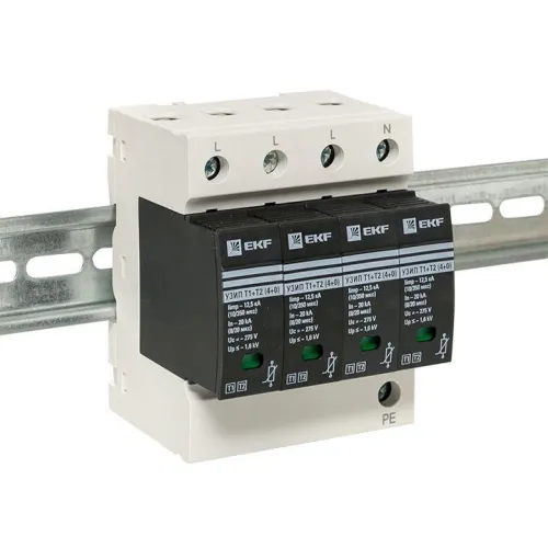 Устройство защиты от импульсных перенапряжений Т1+Т2; Iimp-12.5kA; In-20kA; Uc-275В; 4+0 PROxima EKF OV12-4-504 фото 6