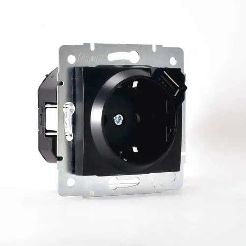 Розетка 1-м СП Karina 16А с заземл. с заряд. устройством USB механизм черн. бархат LEZARD 707-4288-181 фото 3