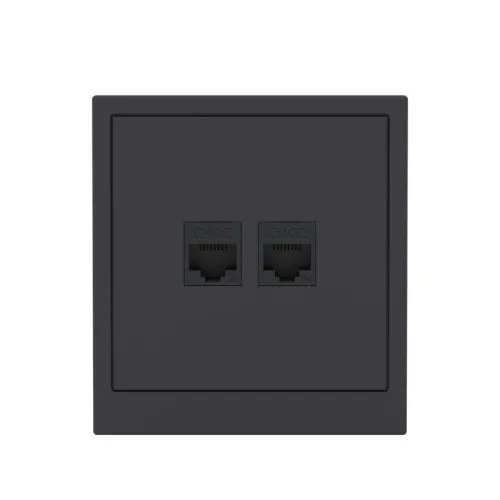 Розетка компьютерная 2-м KANT RJ45 кат.5E без шторки черн. уголь DKC 7012664 фото 6
