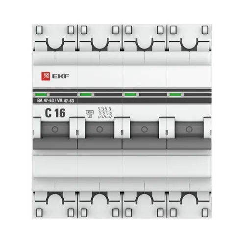 Выключатель автоматический модульный 4п C 16А 4.5кА ВА 47-63 PROxima EKF mcb4763-4-16C-pro фото 3