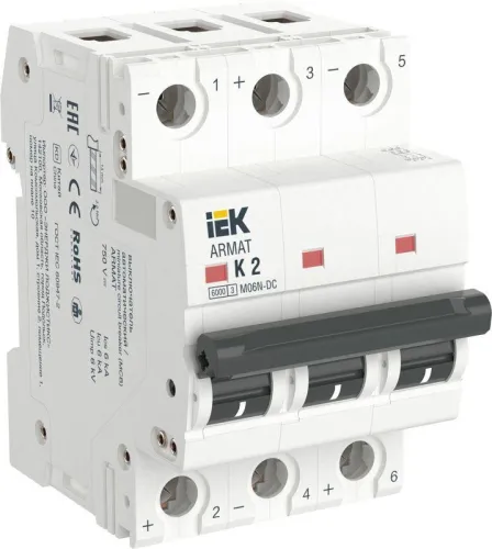 Выключатель автоматический модульный 3п K 2А M06N-DC ARMAT IEK AR-M06N-3-K002DC