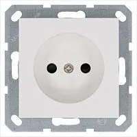 Розетка 1-м 16А IP20 без заземл. защ. шторки механизм бел. глянцевый Jasmart G5503W