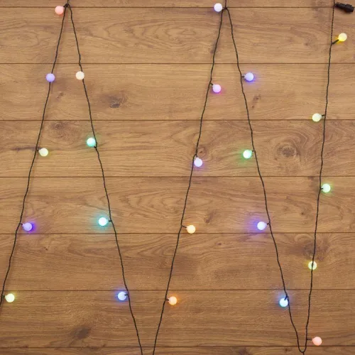 Гирлянда светодиодная "Шарики" 5м d25мм 25LED RGB 6Вт 220-240В IP20 провод ПВХ темн. зел. Neon-Night 303-559 фото 5