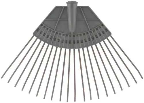 Грабли веерные пластинчатые (пластмассовая основа) 20 зубьев 310х450мм без черенка КУРС 76941