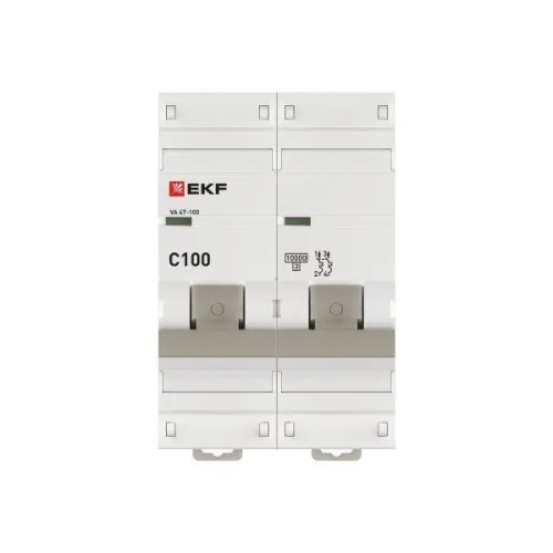 Выключатель автоматический модульный 2п C 100А 10кА ВА 47-100 PROxima EKF mcb47100-2-100C-pro фото 4