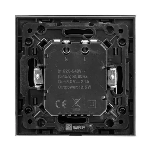 Розетка USB 2-м Стокгольм 2.1А механизм черн. PROxima EKF EZR16-028-10-2USB фото 9