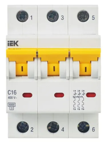 Выключатель автоматический модульный 3п C 16А 6кА ВА47-60M KARAT IEK MVA31-3-016-C фото 10