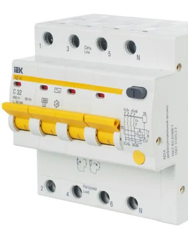 Выключатель автоматический дифференциального тока 4п C 32А 30мА тип AC 4.5кА АД-14 KARAT IEK MAD10-4-032-C-030 фото 9