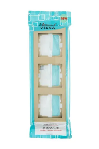 Рамка 3-м VESNA вертикал. без вставки зол. LEZARD 742-3600-153 фото 2