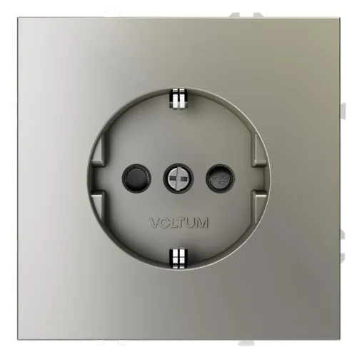 Розетка 1-м СП S70 16А с заземл. защ. шторки механизм шелк Voltum VLS040204