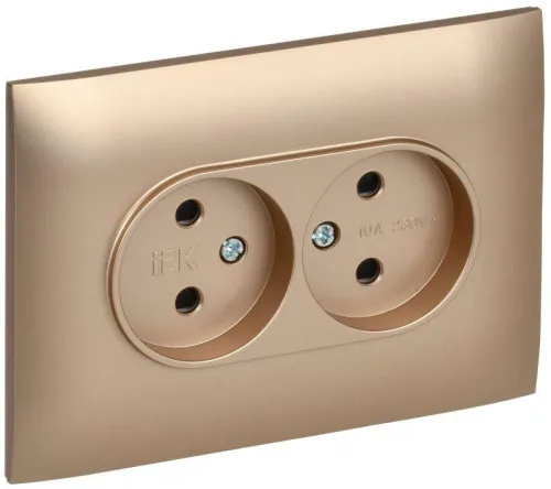 Розетка 2-м SKANDY 10А без заземл. защ. шторки в сборе SK-R09Sa песочн. IEK SK-R23-10-K98-F