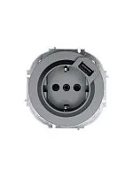 Розетка 1-м СП OSEN с заземл. + USB разъем механизм сер. матов. LEZARD 743-7488-181