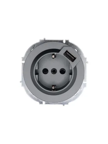 Розетка 1-м СП OSEN с заземл. + USB разъем механизм сер. матов. LEZARD 743-7488-181