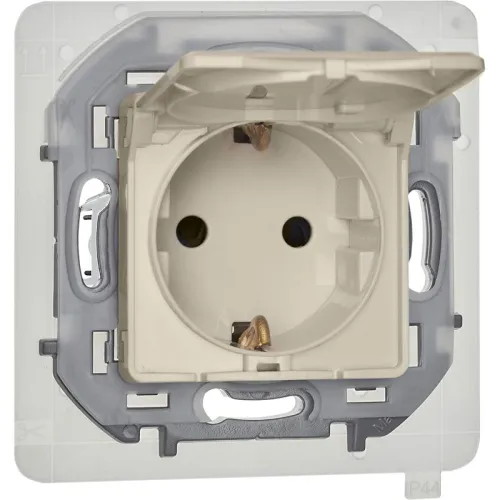 Розетка 1-м СП Inspiria 16А IP44 250В 2P+E защ. шторки с крышкой немецк. стандарт механизм сл. кость IEK 673741