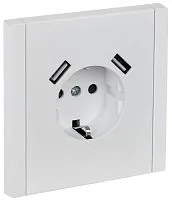 Розетка FORTE&PIANO 16А USB A+A 3.1А FP245 с заземл. защ.шторки винт. крепл. бел. IEK FP-R14-16-U21-D31-K01