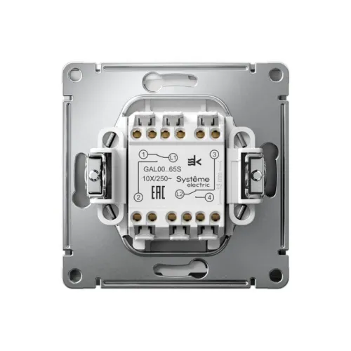 Переключатель 2-кл. ArtGallery 10AX быстрозажим. клем. механизм сталь SE GAL000965S фото 3