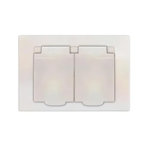 Розетка 2-м СП Афина 16А IP20 с заземл. c крышкой в сборе жемчуж. Universal A0031-OBr