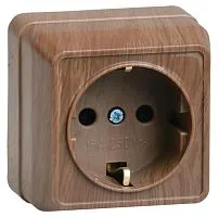 Розетка 1-м ОП Октава РС20-3-ОД 16А IP20 с заземл. дуб GENERICA ERO11-K04-16-DC
