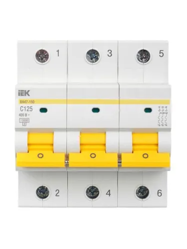 Выключатель автоматический модульный 3п C 125А 15кА ВА47-150 KARAT IEK MVA50-3-125-C фото 3