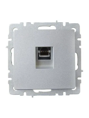 Розетка компьютерная СП RJ45 кат.6 BRITE РК11-БрА механизм алюм. IEK BR-K10-2-K47 фото 2