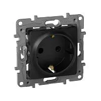 Розетка 1-м СП Etika 16А IP31 250В 2P+E с заземл. защ. шторки немецк. стандарт винтов. клеммы механизм антрацит IEK 672622