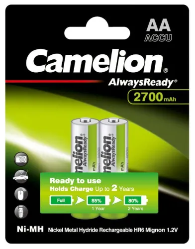 Аккумулятор Always Ready AA-2700mAh Ni-Mh BL-2 NH-AA2700BP2 1.2В Camelion 15036 фото 3