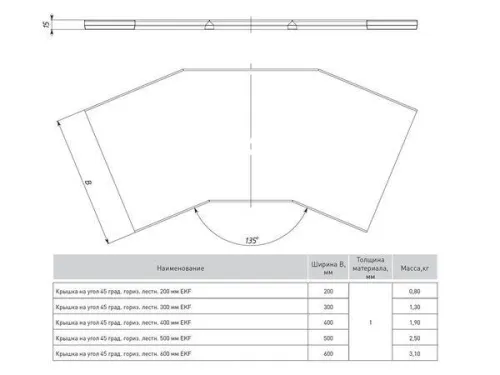 Крышка для угла горизонтального 45град. осн.500 HDZ EKF kglt45500-HDZ фото 2