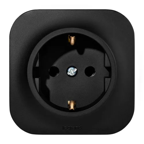 Розетка 1-м ОП Quteo 16А IP20 2P+E с заземл. без защ. шторок черн. матов. IEK 782472 фото 2