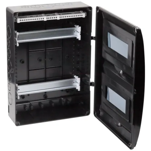 Щиток отркрытая проводка на 20 модулей с 2 вертик.дверцами 390х302х120мм черный IP65 УХЛ1 Ruvinil 69020Ч фото 3