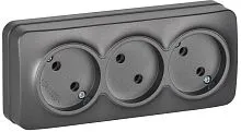 Розетка 3-м ОП GLORY РС23-2-ХСм 10А без заземл. без защ. шторок сталь матов. IEK ERH30-K46M-10