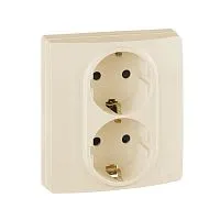 Розетка Inspiria 16А 250В 2х2P+E защ. шторки безвинт. зажимы сл. кость IEK 673756