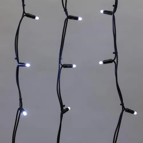 Гирлянда светодиодная "Айсикл" (бахрома) 5х0.7м 152LED бел. 12Вт IP67 провод черн. каучук Neon-Night 255-315 фото 4