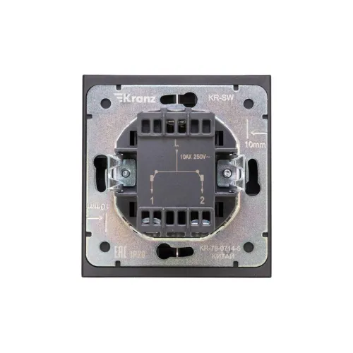 Выключатель 2-кл. СП STRONG MIELE 10А с подсветкой антрацит Kranz KR-78-0714-5 фото 3