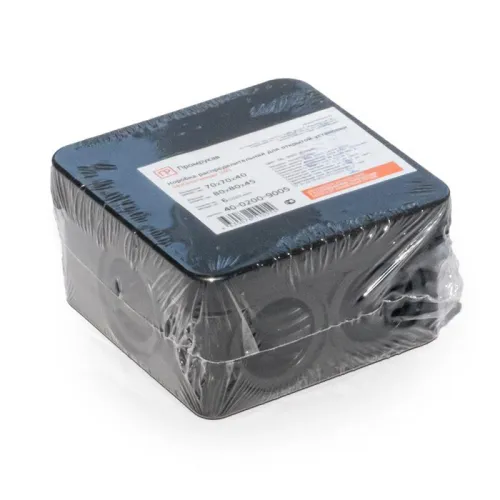 Коробка распределительная ОП 70х70х40мм безгалоген. (HF) черн. Промрукав 40-0200-9005 фото 3