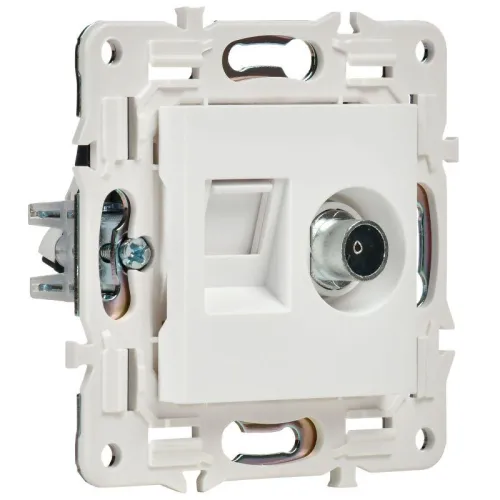 Розетка двойная TV+RJ45 кат.5E SKANDY SK-A14W арктич. бел. IEK SK-AK20-1-K01 фото 3