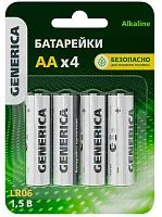 Элемент питания алкалиновый AA/LR6 Alkaline (блист.4шт) GENERICA ABT-LR06-ST-L04-G