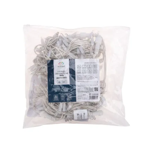 Гирлянда светодиодная "Нить" 20м 200LED бел. 18Вт 230В IP67 постоян. свечение провод каучук бел. (нужен шнур питания 315-001) Neon-Night 315-145 фото 3