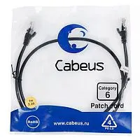 Патч-корд U/UTP кат.6 PC-UTP-RJ45-Cat.6-1m-BK 2xRJ45/8p8c неэкранир. PVC 1м черн. Cabeus 8663c