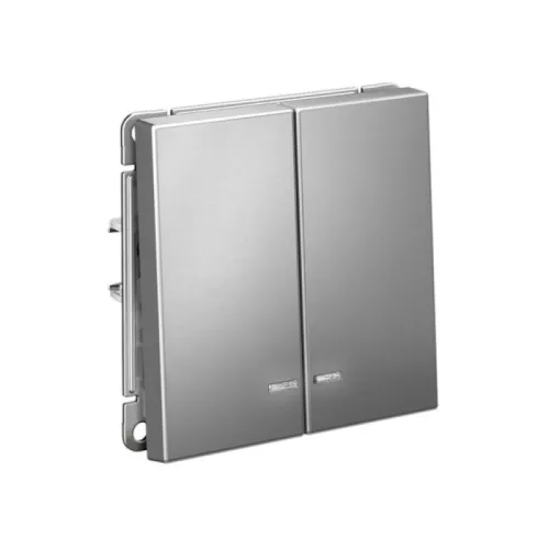 Выключатель 2-кл. ArtGallery (сх. 5а) 10AX с подсветкой быстрозажим. клем. механизм сталь SE GAL000953S фото 4