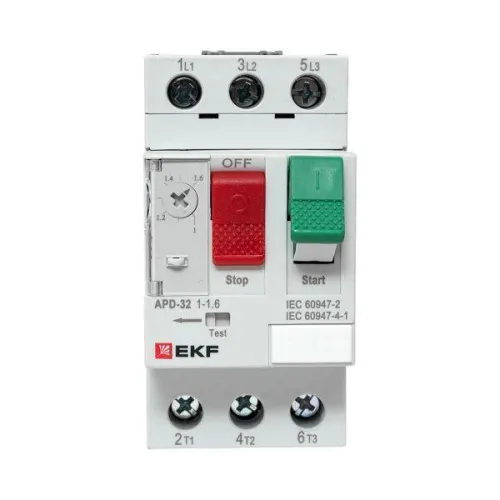 Выключатель автоматический для защиты двигателя АПД-32 1.0-1.6А EKF apd-me-1.6 фото 9