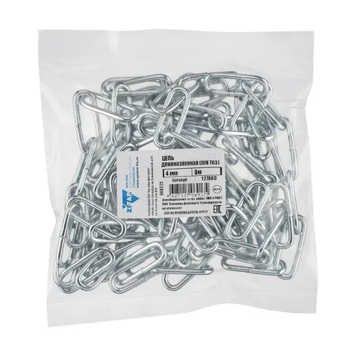 Цепь длиннозвенная 4мм DIN 763 (3м) Tech-Krep/Zitar 127860
